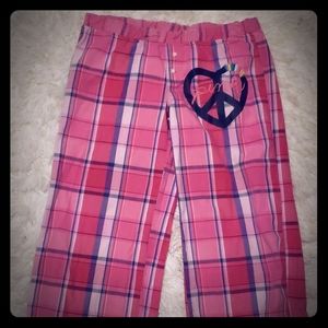 PINK plaid pajama bottoms